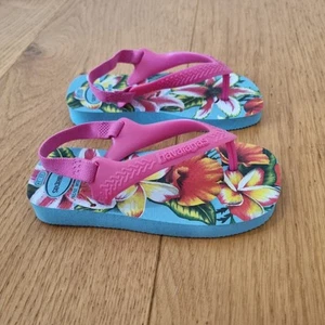 New havaianas Baby Girls Infant Size 23 - 24 Euro 25 - 26 USA 9C Pink Flowers - Picture 1 of 8