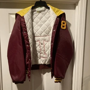 De colección 1980 Nylon Holloway Universitario Niñas Fútbol Letra Chaqueta Capucha Grande Turpin - Imagen 1 de 12
