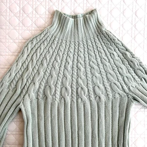 Maglione Malo Cashmere Schiuma di Mare Verde Maglia Cavo Showroom Campione - Foto 1 di 8