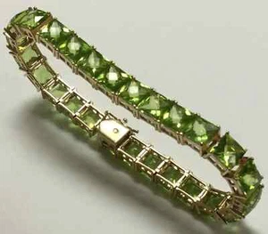 4MM Princess Lab Created Peridot Women's Tennis Bracelet 14K Rose Gold Plated 7" - Picture 1 of 5