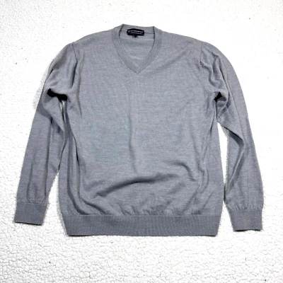 Suéter Hart Schaffner Marx Para Hombre Lana Merino Gris Talla Grande Cuello en V Preppy Oficina Foto 1 de 4