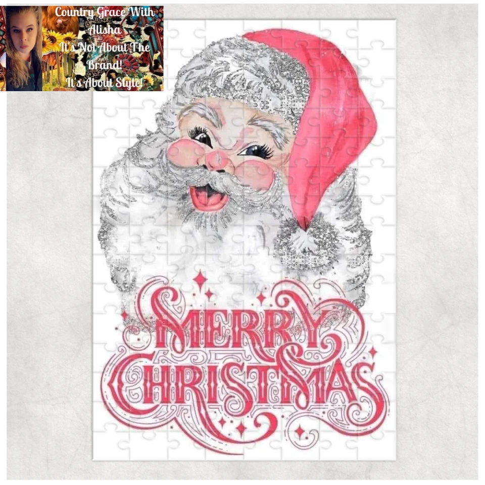 Rompecabezas Feliz Navidad Rosa Papá Noel 120 Piezas Personalizado Hecho a Mano Foto 1 de 1