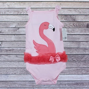 Little Treasure - Infant Girl One-Piece Bodysuit 18M Pink Flamingo Snaps - Picture 1 of 5