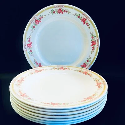 Juego de 8 platos de cena de melamina con flores rosas florales rosa Foto 1 de 4