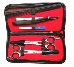 Kit 5 Pezzi Forbici Parrucchiere Barbiere Per Sfoltire E Taglio Capelli Rasoio - Foto 1 di 1