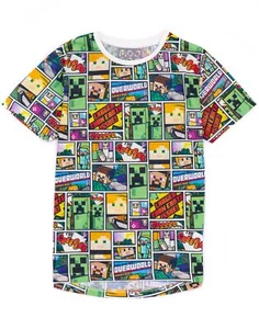 Camiseta Minecraft Overworld Steve Creeper Niños Niños Mangas Cortas Camisa Prenda para el torso - Imagen 1 de 9