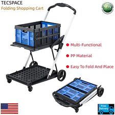 TECSPACE Portable Folding Shopping Cart with 1 Folding Basket for Supermarket