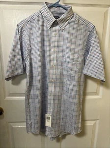 IZOD Mens All-over Stretch Short Sleeve Regular Fit M 15-15 1/2 New With Tags - Picture 1 of 7
