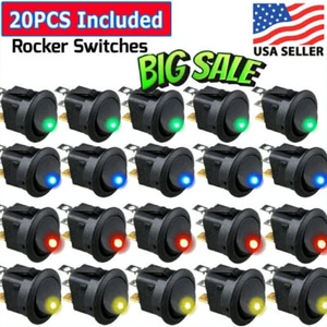 20 PIEZAS INTERRUPTOR ROCKERO Interruptor 12V Luz LED Coche Auto Barco Redondo ENCENDIDO/APAGADO SPST 20 ^ - Imagen 1 de 12
