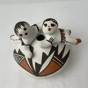 VTG Native American Polychrome Storyteller Seed Pot Vase Bowl Signed KL Acoma NM - Picture 1 of 11