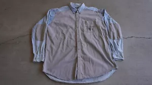 Camicia vintage anni 90 Woolrich "North American Sportsman" grafica denim con bottoni - Foto 1 di 5