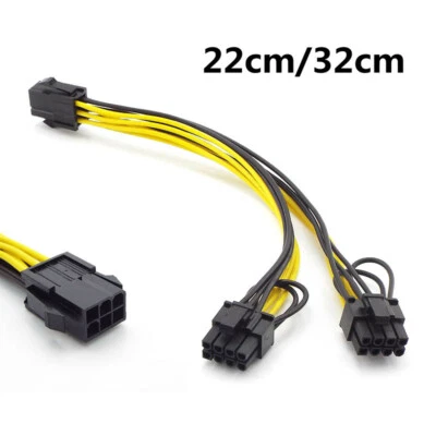 6-pin to Dual 6+2-pin (6-pin/8-pin) PCI-E Express Power Cable Splitter Adapter - Bild 1 von 4