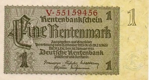XXX-Rare genuine german 1 Rentenmark 3. reich nazi banknote 1937 nearly unc !!! - Picture 1 of 2