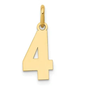 14K Oro Amarillo Pulido Corte Láser Pequeño Número #4 Colgante Charm para Collar - Imagen 1 de 3