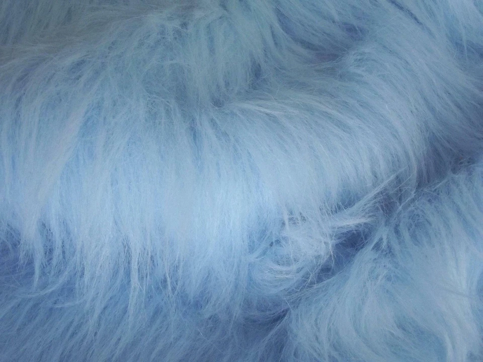LONG Pile Fun Faux Fur Fabric Material - BABY BLUE - Image 1 of 1
