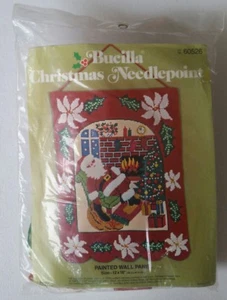 Bucilla Christmas Painted Wall Panel Needlepoint Kit 60526 Santa Fireplace NEW - Picture 1 of 2