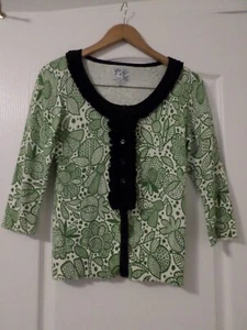 Tabitha Anthropologie Forest Whimsy Flower Print Rüschen Front Cardigan Gr. M - Bild 1 von 4