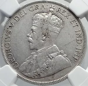 1917 CANADA Newfoundland UK King George V Genuine SILVER 50CENTS Coin NGC i81978 - Picture 1 of 5