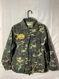 VINTAGE Game Winner Mens Federal Ammunition Large Green Button Up Camo Woodland - Picture 1 of 12