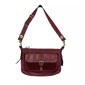 ANDREA MABIANI Italy Dark Red Leather Suede Crossbody Bag - Picture 1 of 10