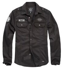 BRANDIT Camicia uomo militare casual maniche lunghe Luis Vintage Shirt Black