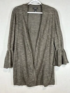 Alfani LongCardigan Womens Medium Linen Blend Green Ruffle Sleeve Lounge - Picture 1 of 5