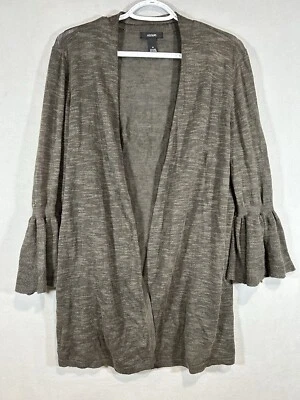 Alfani Long Cardigan Womens Medium Linen Blend Green Ruffle Sleeve Lounge - Image 1 of 4