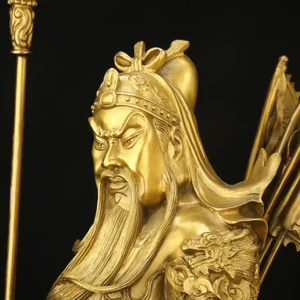 10",China Feng shui brass Guan Gong Yu Warrior God wealth Copper God Statue folk - Picture 1 of 8