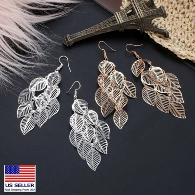 Модные женские ювелирные серьги барокко кисточки полые листья в стиле гвоздики 1240 - Изображение 1 из 4