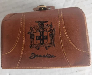 VTG Leather Handmade Jamaica Souvenir Little Black Book "Dates to remember" Case - Picture 1 of 11