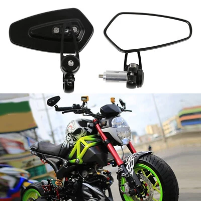 Motorcycle 7/8" Rear View Side Mirrors Handle Bar End For Honda Yamaha Kawasaki Foto 1 de 4