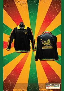 LION OF JUDAH WITH RED GOLD GREEN STRIPES & EMBROIDERD BACK TRACKSUIT TOP RASTA - Picture 1 of 1