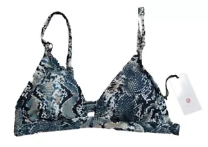 *NWT* Women's Triangle Bikini Top - Shade & Shore Blue Snake Print S. #Y41 - Picture 1 of 2