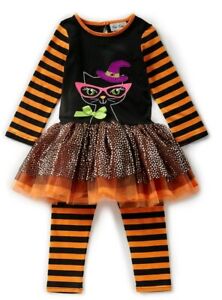 Rare Editions Baby Girls Festive Halloween/Fall Tutu Dress & Legging Set-18M 24M