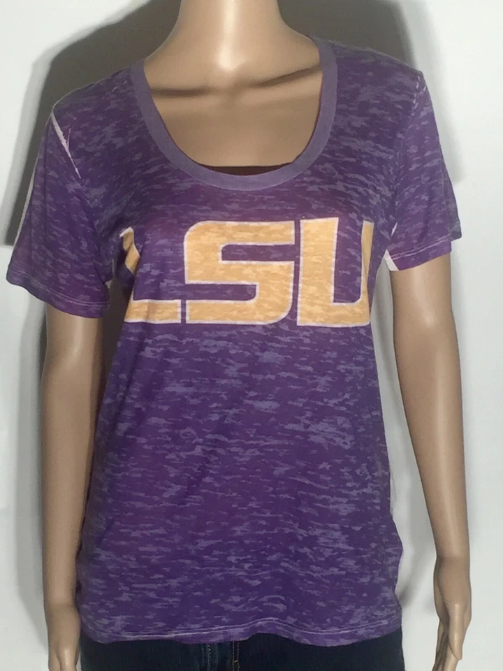 LSU Tigers NCAA SEC College Team Logo Purple White Touch Womens Medium M T-shirt - Image 1 of 4