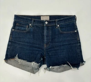 Everlane Shorts Womens 31 Blue Dark Wash Denim Jeans Cut Off Mid Rise Pockets - Picture 1 of 15