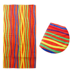 Bright Stripes Cotton Velour Printed Beach Towel 70 x 140 cm - Picture 1 of 2