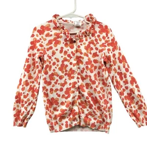 Crewcuts Girls Size 4/5 Lightweight Cardigan Cotton Button Ruffle Orange Print - Picture 1 of 5