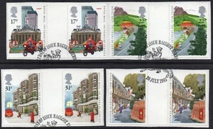 1985 Sg 1290/1293 350 Years of Royal Mail Gutter Pairs Set of 4 on Pieces - Picture 1 of 1