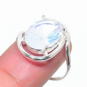 Milky Opalite Gemstone Handmade 925 Sterling Silver Jewelry Ring Size 8.25 (US) - Picture 1 of 1