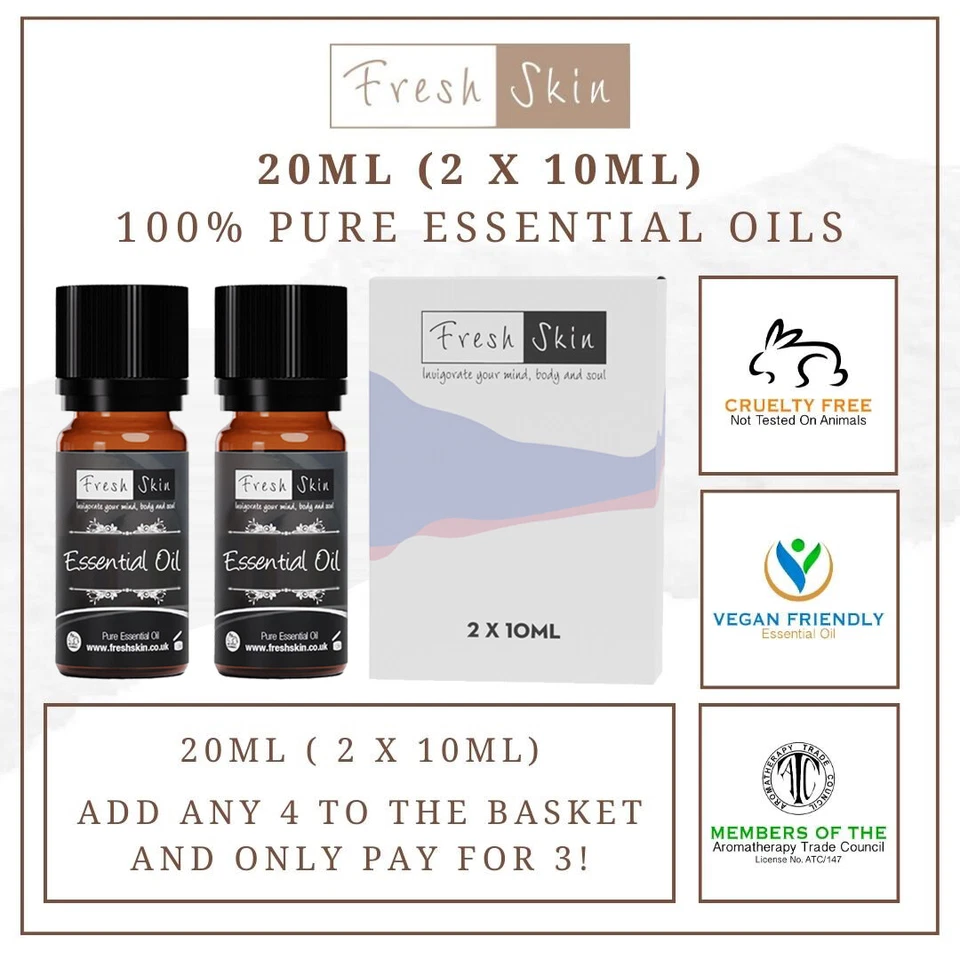 Essential Oil 20ml (2 x 10ml) Natural 100% Pure High Quality Vegan Oils - Image 1 of 4