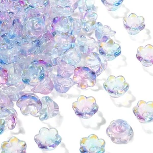 100x Lampwork Glass Crystal Beads Flower End Cap Beads for Jewelry Making - Picture 1 of 4