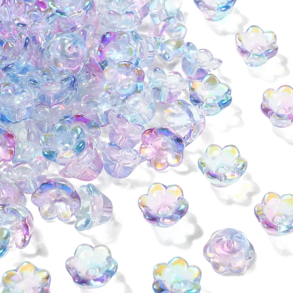 100x Cuentas de cristal de murano Cuentas de tapa de extremo de flor para hacer joyas Foto 1 de 4