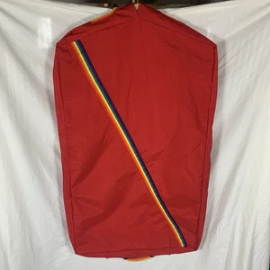 Vintage 70er 80er rot Regenbogen Band Streifen Reißverschluss faltbar Reise Kleidersack Made in USA - Bild 1 von 9