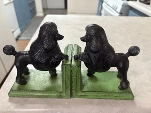 Vintage Buchstützen Gusseisen schwarz Pudel Hunde - Bild 1 von 6