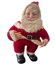 Vintage 1950's Rushton Santa Doll Toy Corduroy Plush Rubber Face & Hands 18” - Picture 1 of 5