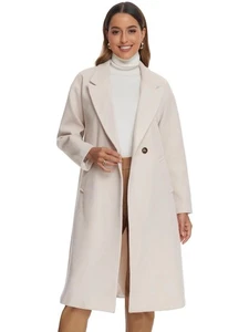 Women’s Winter Overcoat Long Double Breasted Coat Lined Beige - RRP £72.99 - L - Picture 1 of 5