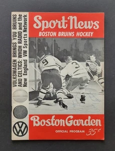 Boston Bruins vs Detroit Red Wings 1965-66 programma hockey firmato (8) - Foto 1 di 11