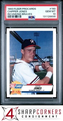 1993 FLEER PROCARDS RICHMOND BRAVES #190 CHIPPER JONES HOF PSA 10 - Image 1 of 3