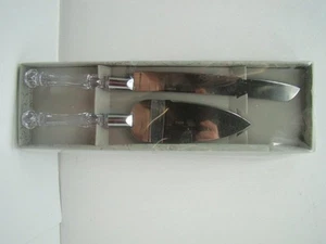 Hochzeitstorte Messer und Servierer Set Edelstahl mit klaren Griffen - Bild 1 von 3